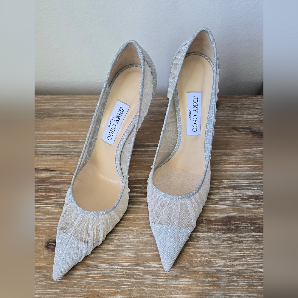Jimmy Choo Silver Mesh Heels